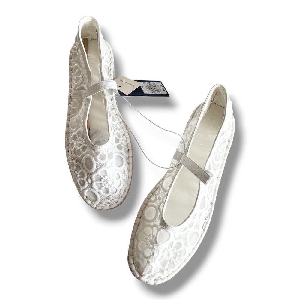 Universal Thread Celia White Floral Lace Mary Jane Espadrille Flats Women’s 10